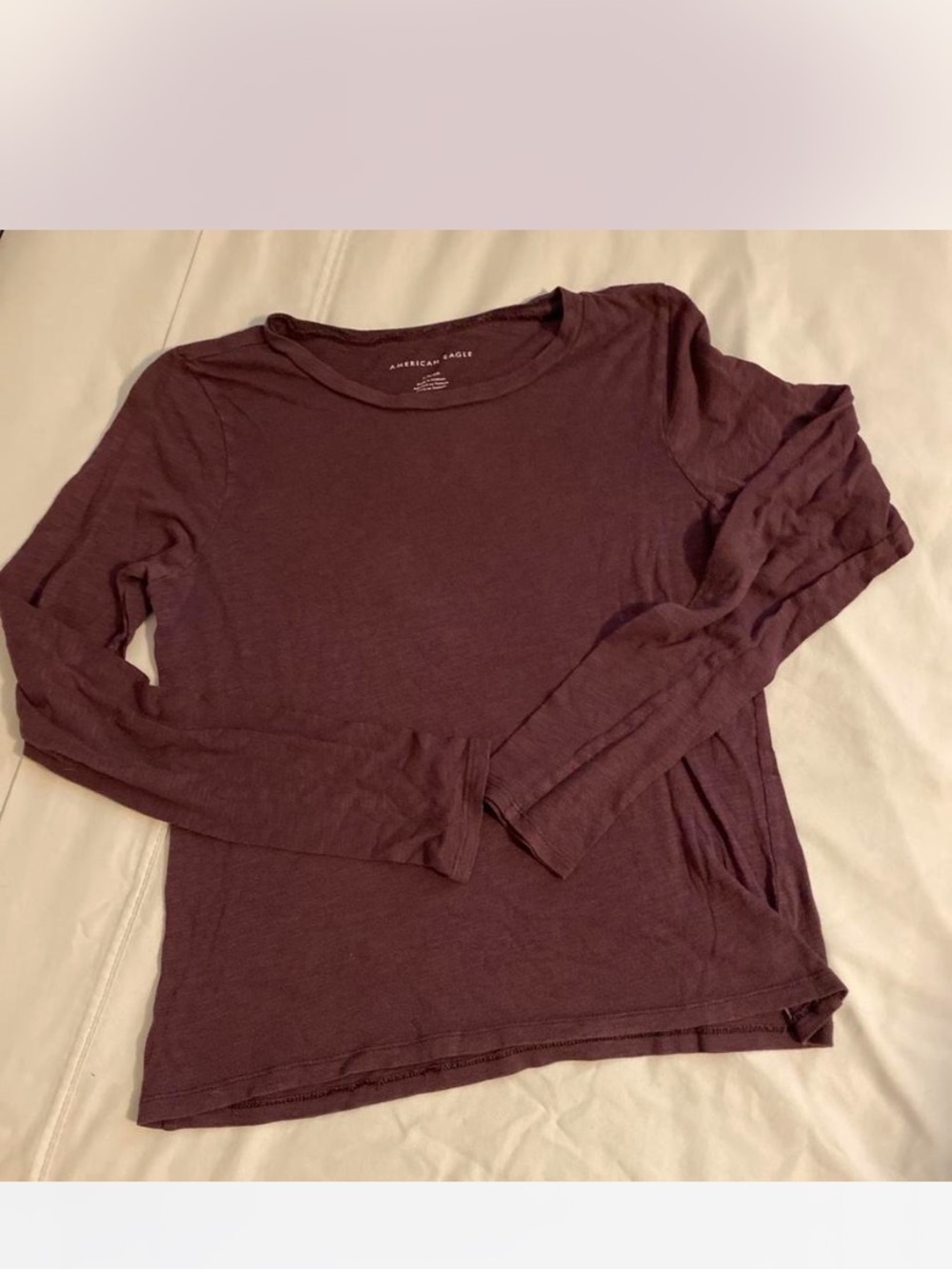 American Eagle Outfitters Long Sleeve Crew Tee - Plum Burgundy Sz S